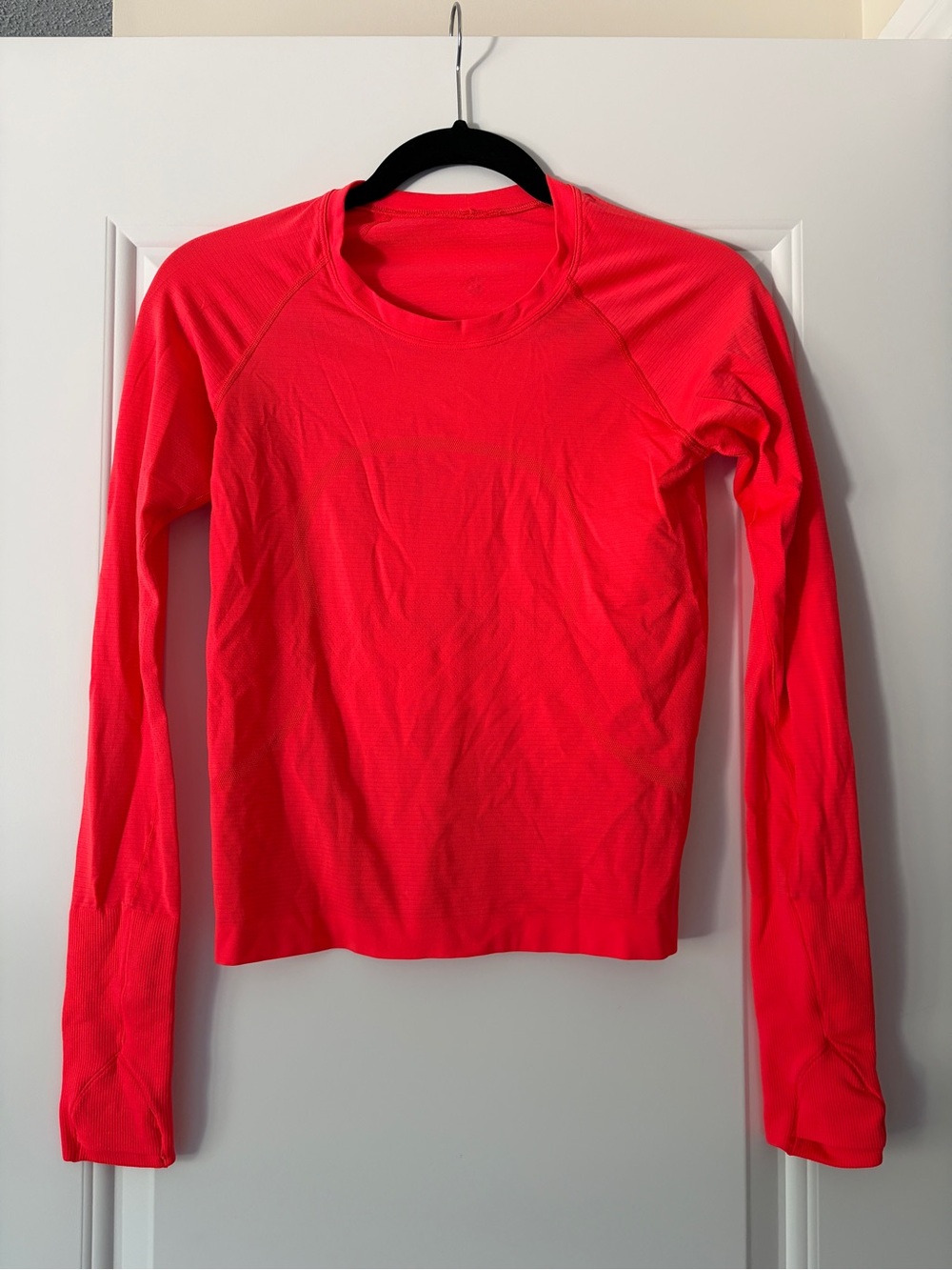 lululemon athletica Swiftly Neon Coral Long Sleeve Crewneck